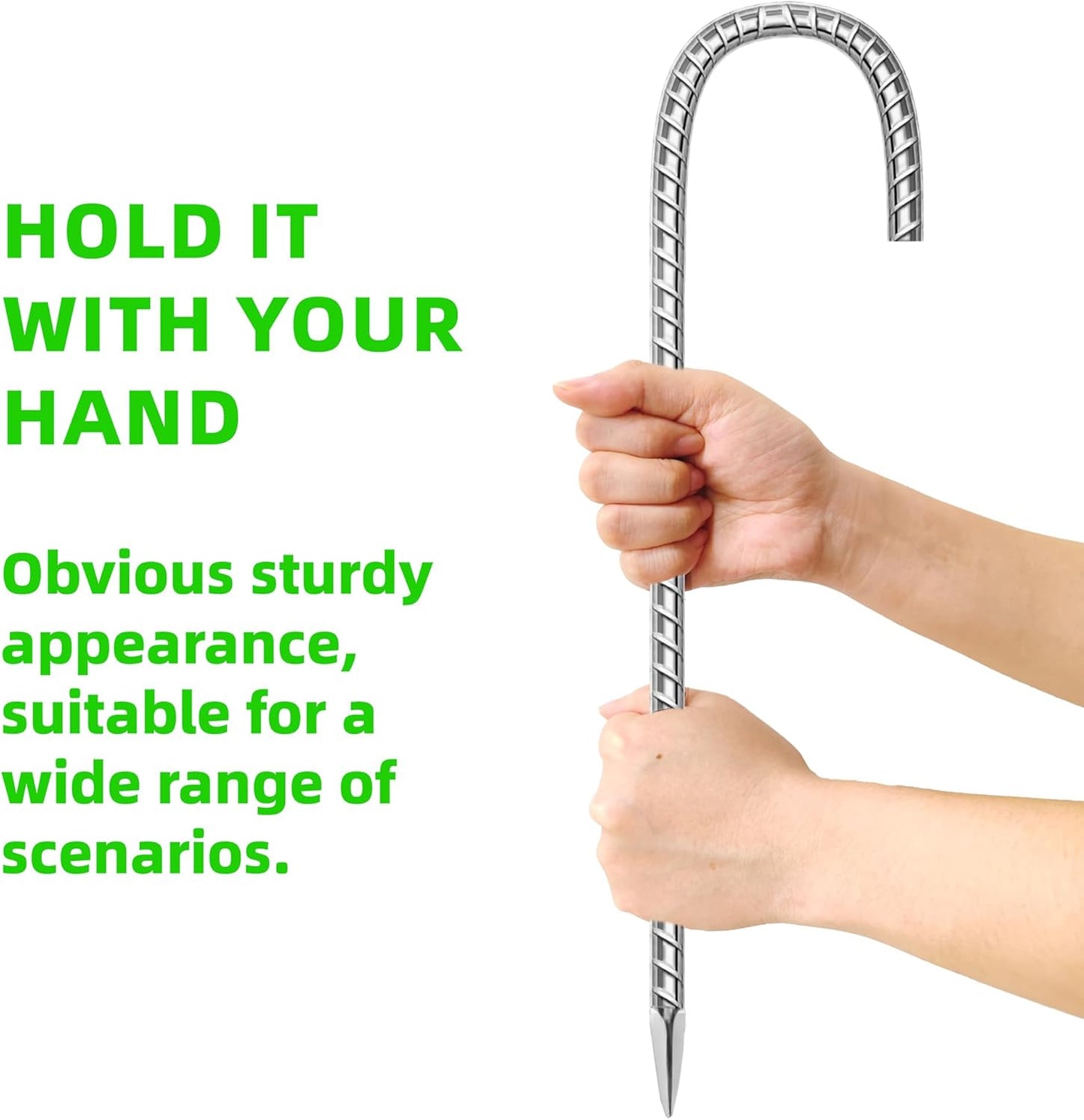 10 Pack Ground Garden Rebar Stakes Rebar 16 Inch Anti-Rust Galvanized Steel J Shape Hook Heavy Duty Ground Anchors for Tents, Position Kits,Fences, and Trampolines Landscape Fabric