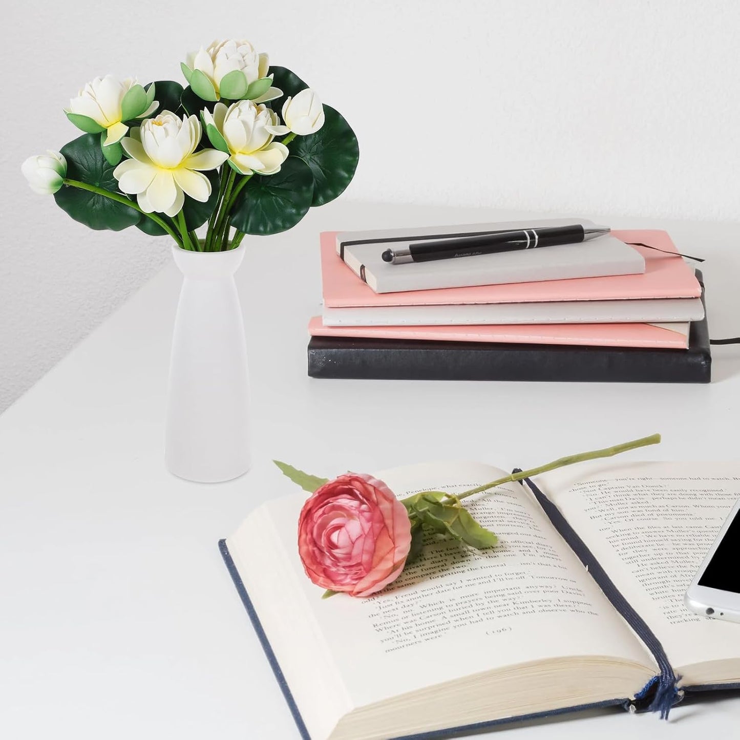 Artificial Lotus Flowers, 2pcs Lotus Flowers Decoration Bouquets Tabletop Background Long Stem Home Garden Pond Aquarium Wedding Decor