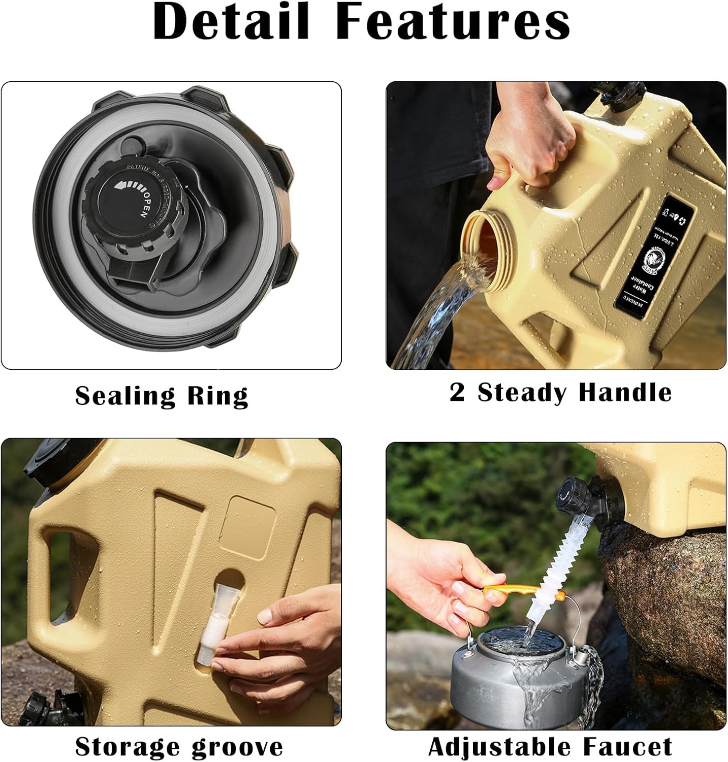 3.2 Gallon Water Jug with Spigot, BPA Free Leak-Proof Camping Water Container, Portable Emergency Water Storage for Outdoor Hiking, Home Use, Camping Essentials