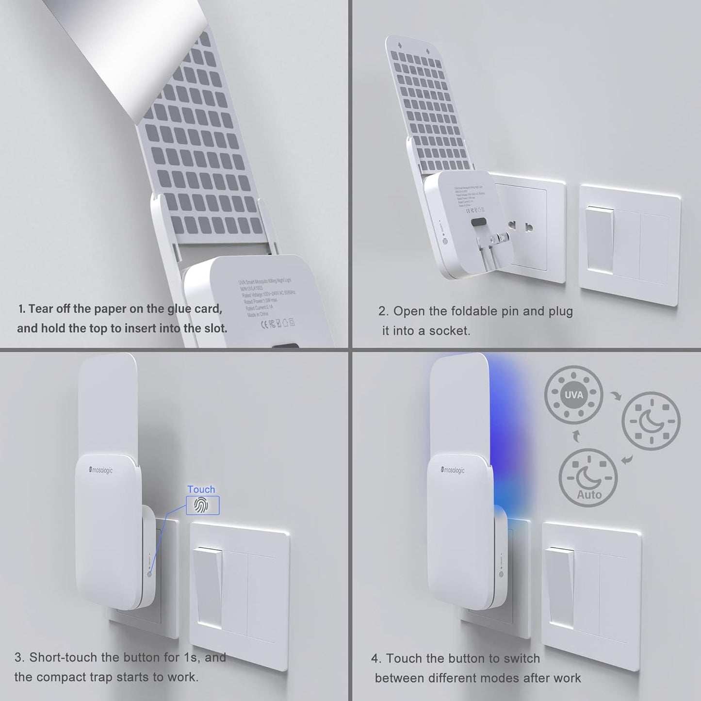 Mosalogic Sticky Card Refill Replacement Glue Cards for Flying Insect Trap Indoor Bug Trapper Fly Zapper-5pack (No Device)