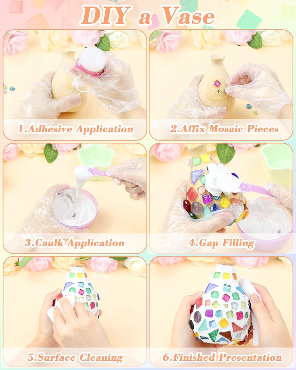 FIVEIZERO 420g Mosaic Tiles for Crafts - 280Pcs Glass Mosaic Kits, Mixed Shapes Mosaic Glass Pieces for Art, Irregular Tiny Mosaic Tile for DIY Projects, Home Decoration(Red)