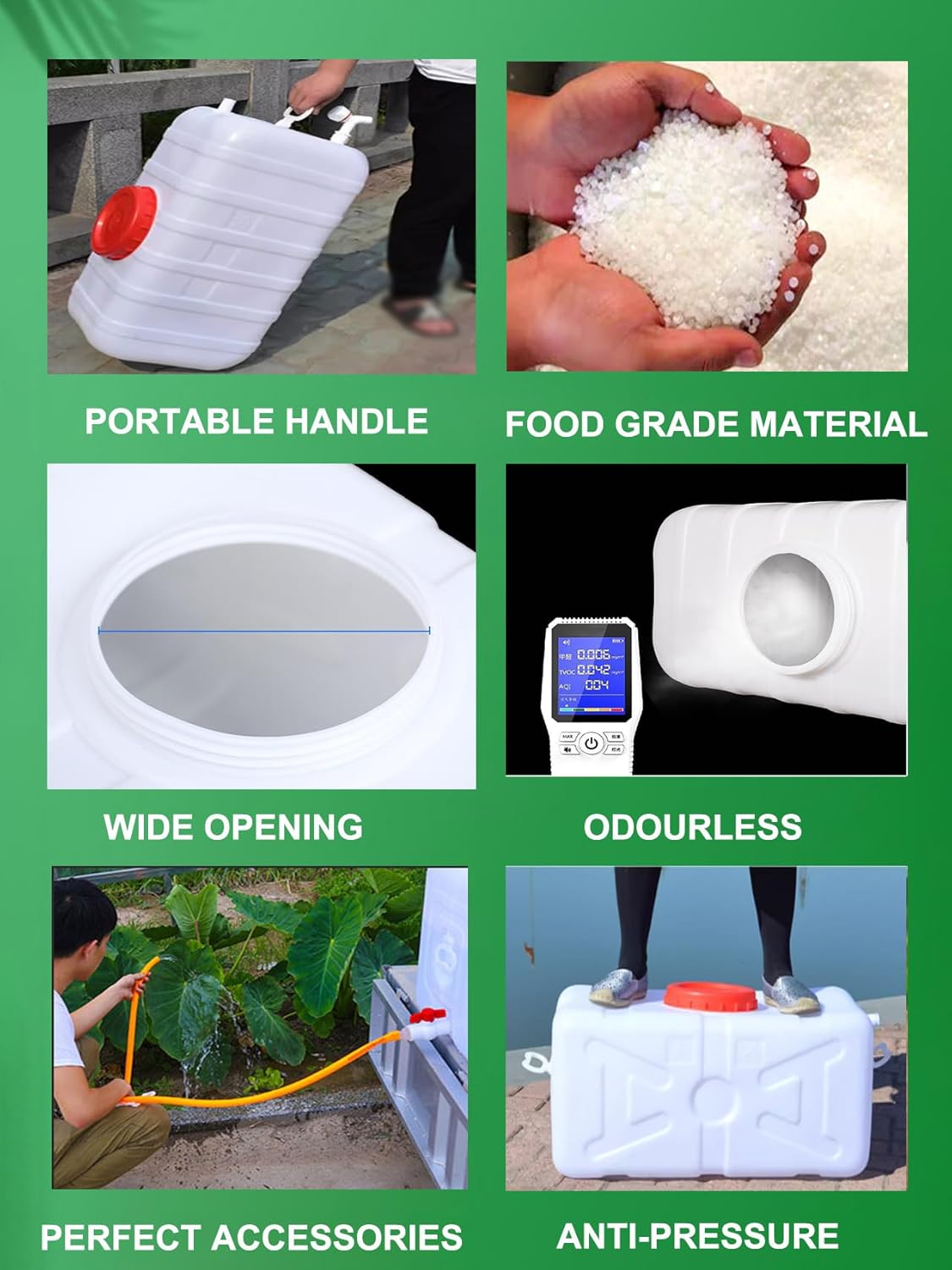 Plastic Portable Water Tank with Spigot for Camping Large Capacity Water Storage Tank Water Container for Emergency Storage Household Outdoor Camping RV Self-Driving(Size:200L/50gallon)