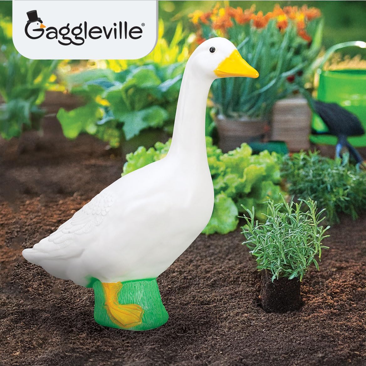 Fox Valley Traders Gaggleville Porch Goose Large White Goose Statue – Charming 23" Outdoor Decorative Figurine for Garden, Patio, or Entryway Accent