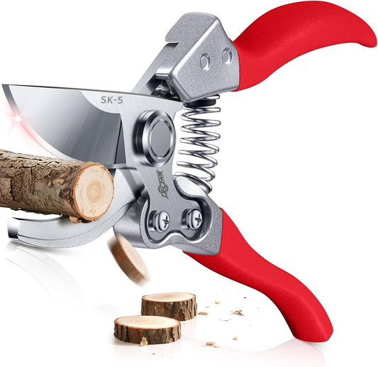 Pruning Shears for Gardening - DECERK 8.5" Professional Bypass Garden Scissors & Clippers, Heavy Duty Hand Held Pruners for Branch & Tree Trimming, Gardening Gifts for Women Men, 2025 Gardener Tools