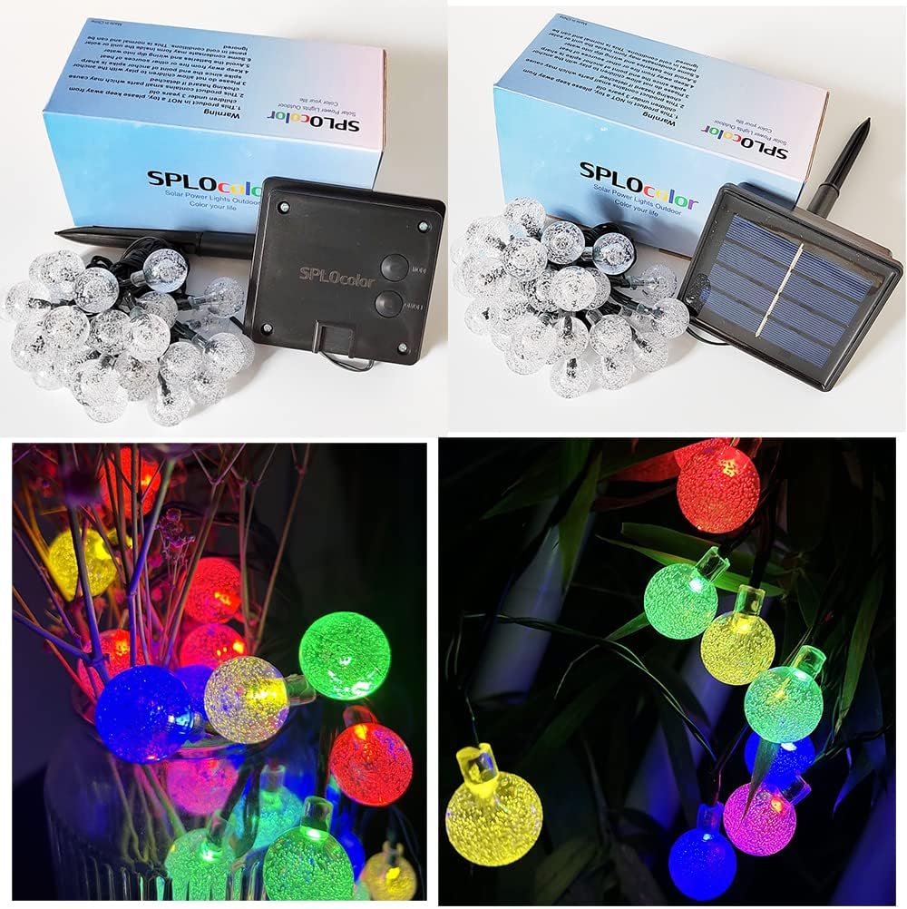 Solar String Lights Outdoor Waterproof, 36FT 60 LEDs 8 Modes Solar Fairy Crystal Globe Christmas String Lights for Holiday Party Gardens Backyard Wedding