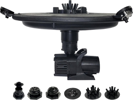 HALF OFF PONDS Floating Fountain – 1/2 HP Pond Aerator, 100' Cord – 6,100 GPH Water Pump – 9 Spray Patterns - White LED Lights - for Ponds & Water Gardens