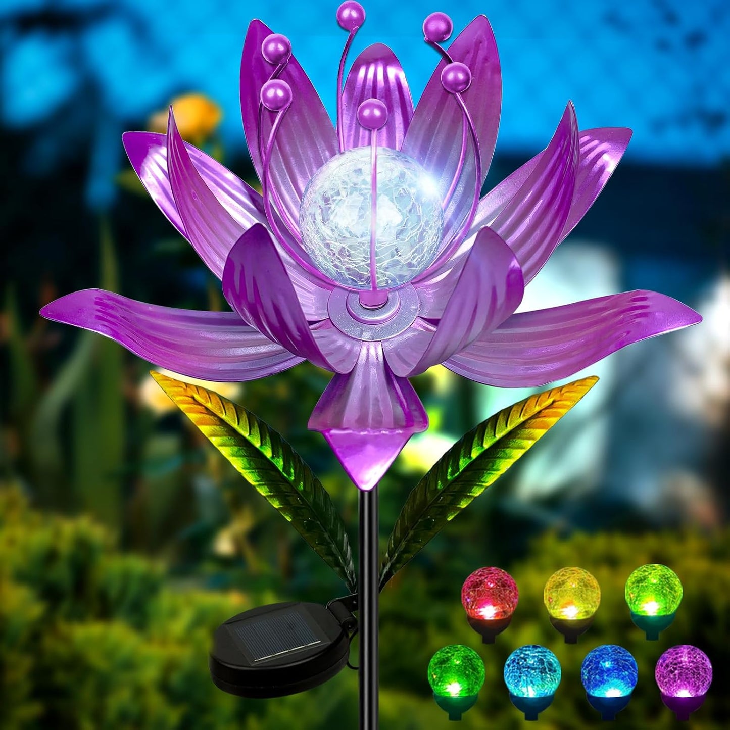 Wind Spinners Outdoor, 38 Inch Metal Wind Spinner Yard Art with Stake, Colorful Solar Windmill for Yard and Garden Lawn Patio Farmhouse Decor (Pink)