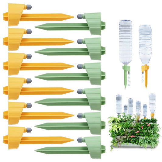 12 Pack Self Watering Spikes for Plants, Vacation Automatic Insert Irrigation Devices, Plant Water System with Adjustable Control Valve Switch Design for House Plants, Garden Plants, Office Plants
