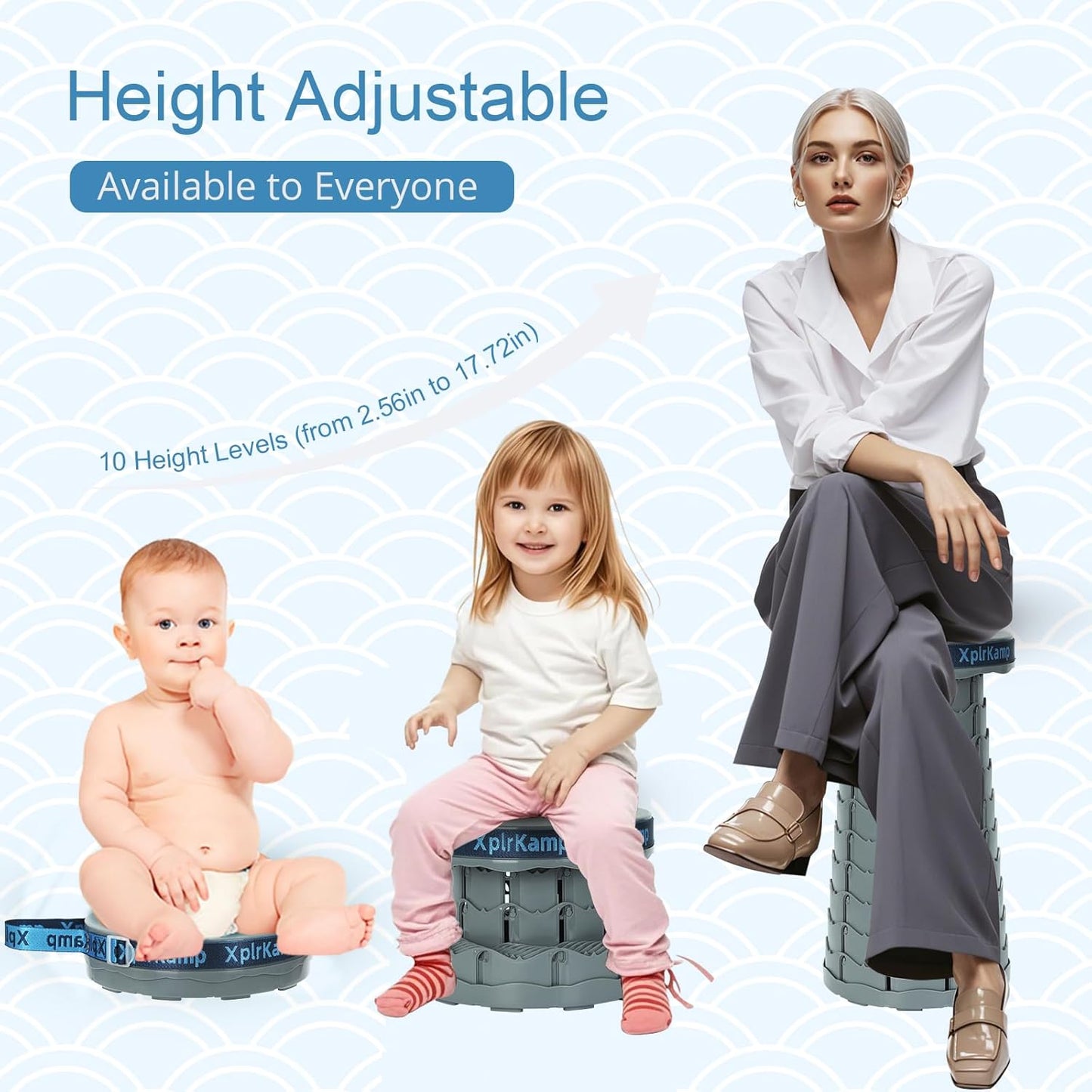 Upgraded Thickened Collapsible Stool, Portable Folding Stool Chair Lightweight But Sturdy Foldable Camping Stool, Retractable Telescopic Seat for Picnics Fishing Hiking BBQ (2, Grey)