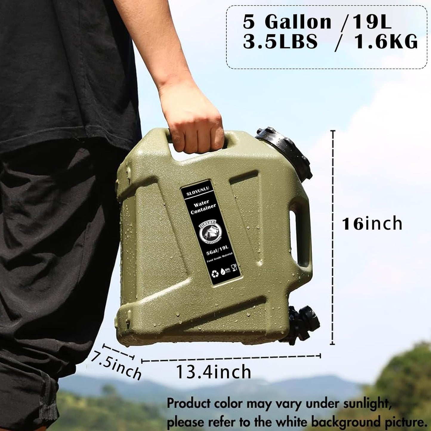 5 Gallon Water Jug with Spigot, BPA Free Leak-Proof Camping Water Container, Portable Emergency Water Storage for Outdoor Hiking, Camping, Home Use, Camping Essentials