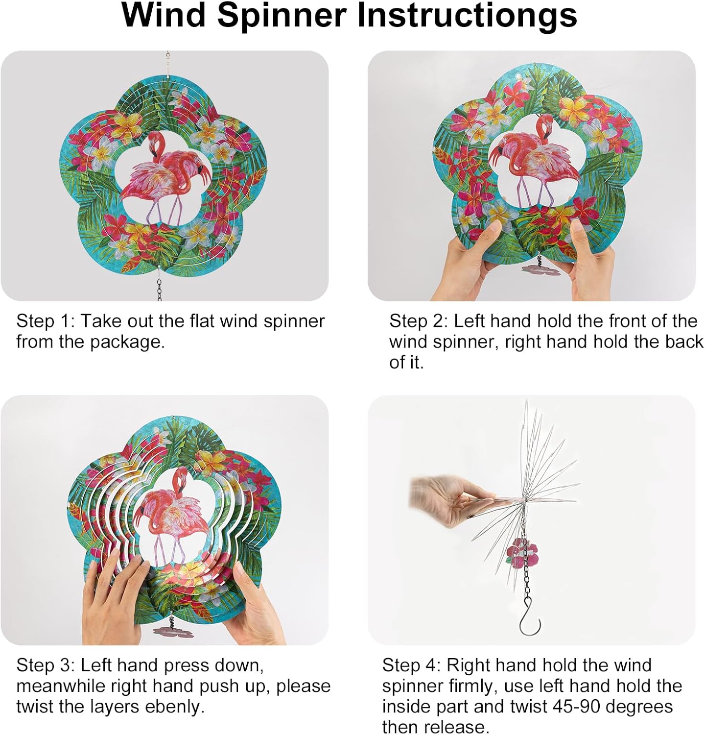 Flamingo Hanging Wind Spinners - Flamingo Gifts for Mom Women Grandma, Metal 12-Inch 3D Laser Cut Art Outdoor Kinetic Wind Spinner Clearance for Yard Patio Garden/Indoor Decor