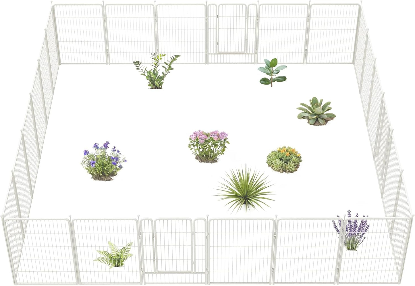 FXW Garden Fence Outdoor for The Yard – 40in(H) x 54.7ft(L) Heavy Duty Metal Animal Barrier for Dog and Rabbit, Decorative Dog Fence, 24 Panels, White