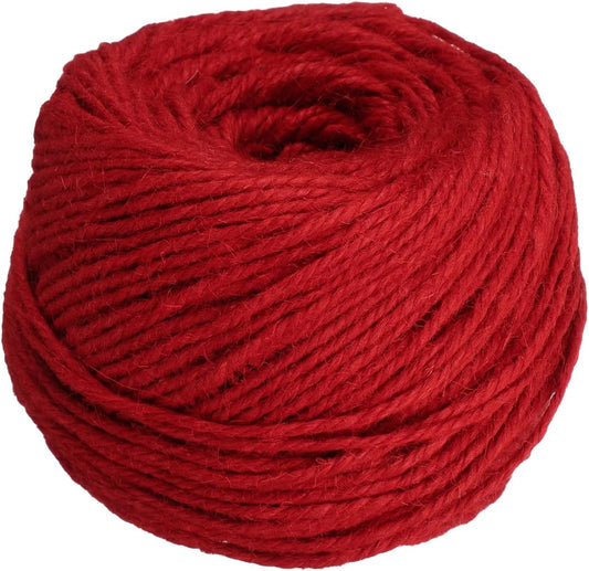 uxcell 328 Feet Natural Jute Twine String,3mm Thin Garden Twine Rope Colored Plant String Cord for DIY Art Crafts Gift Wrapping Decoration Packing Gardening Plant Hanger,Red