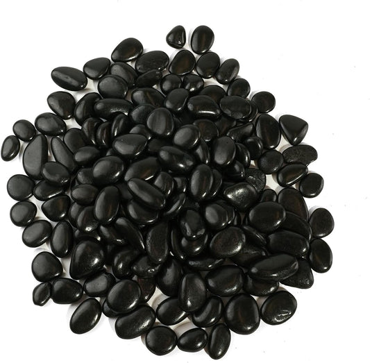 Stonecreek 24 LBS River Rocks (2 x 12 LBS Bags) – Natural Polished Decorative Pebbles, Garden Landscaping Stones for Planters, Vase Fillers, Succulent Pots, Fish Tanks & Terrariums, Black Medium