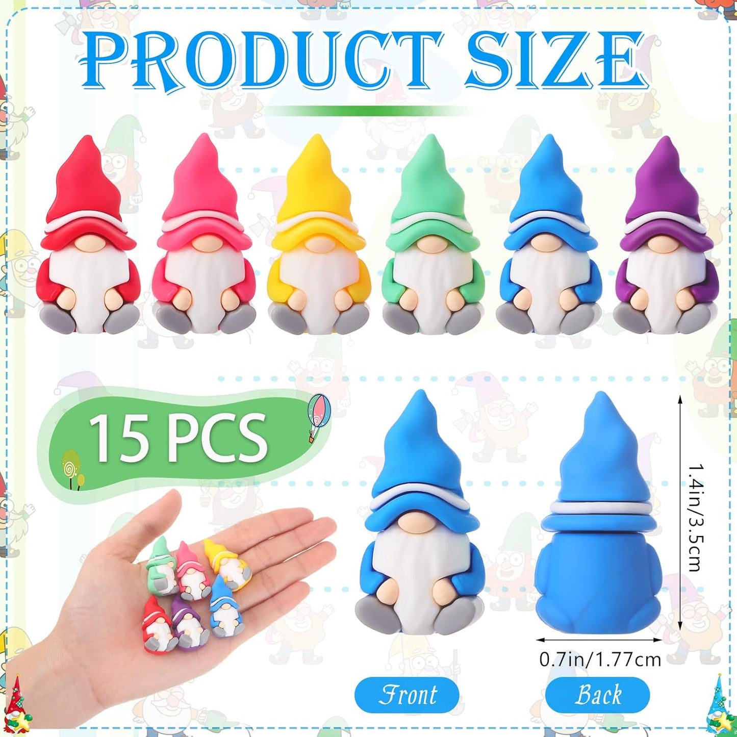 15 Pcs Mini Gnomes Figurines Tiny Fairy Resin Gnomes Statue Garden Bulk for Goody Bag Stuffers Filler Party Favors Gifts Decor Dwarf Statues Garden Dollhouse Micro Landscape Accessories