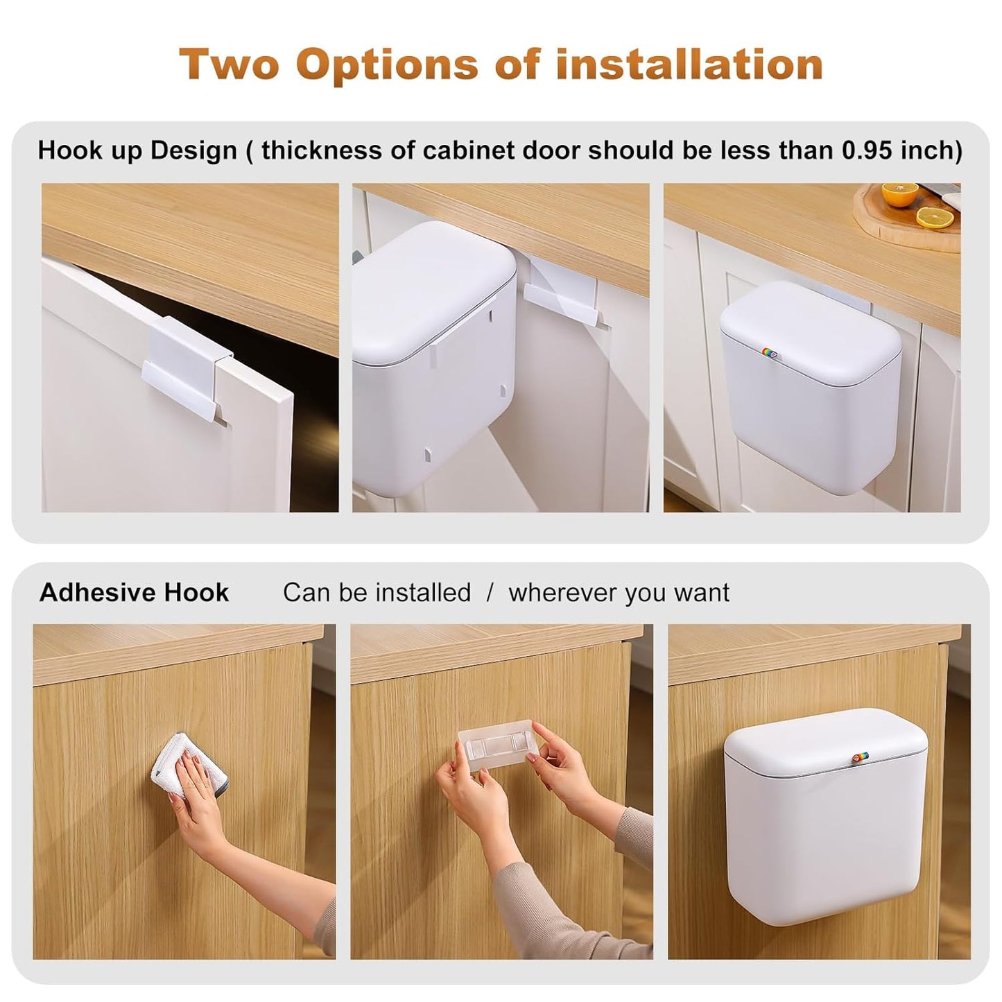 funest 2.6 Gallon Compost Bin Kitchen for Counter Top or Under Sink, Hanging Trash Can for Cabinet/RV/Bathroom/Bedroom/Office/Camping