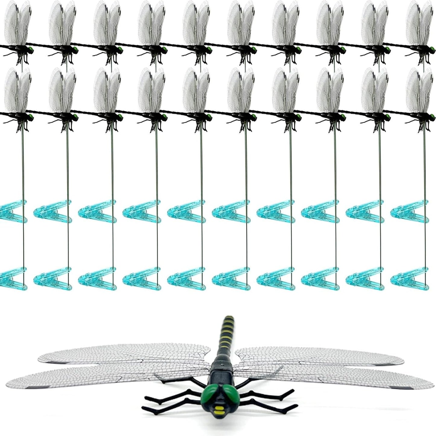 20 Pcs Dragon Fly Clips for Bugs Repellent, 3D Artificial Dragonfly Hat Clip, Dragonfly Garden Decor (20, Black*20 Pcs)