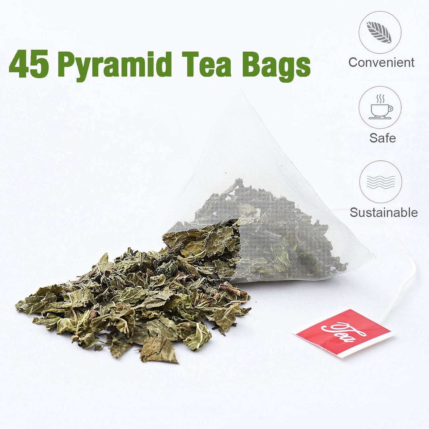 45 Spearmint Tea Bags - Traditional Herbal Mint Tea - Dried Spearmint Leaves - Caffeine-Free