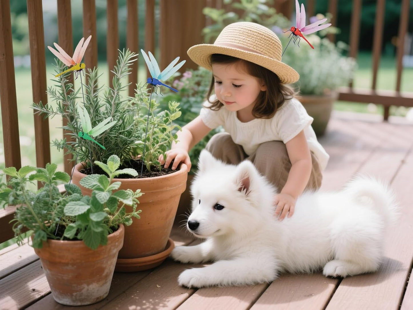 8 PCS Fake Dragonfly Clips，3D Outdoor Simulation Dragonfly Decoration Clip, Suitable for Outdoor Garden and Courtyard Decoration, Decorating Terrace Plants and Flowers, Decorating Hats and Clothes