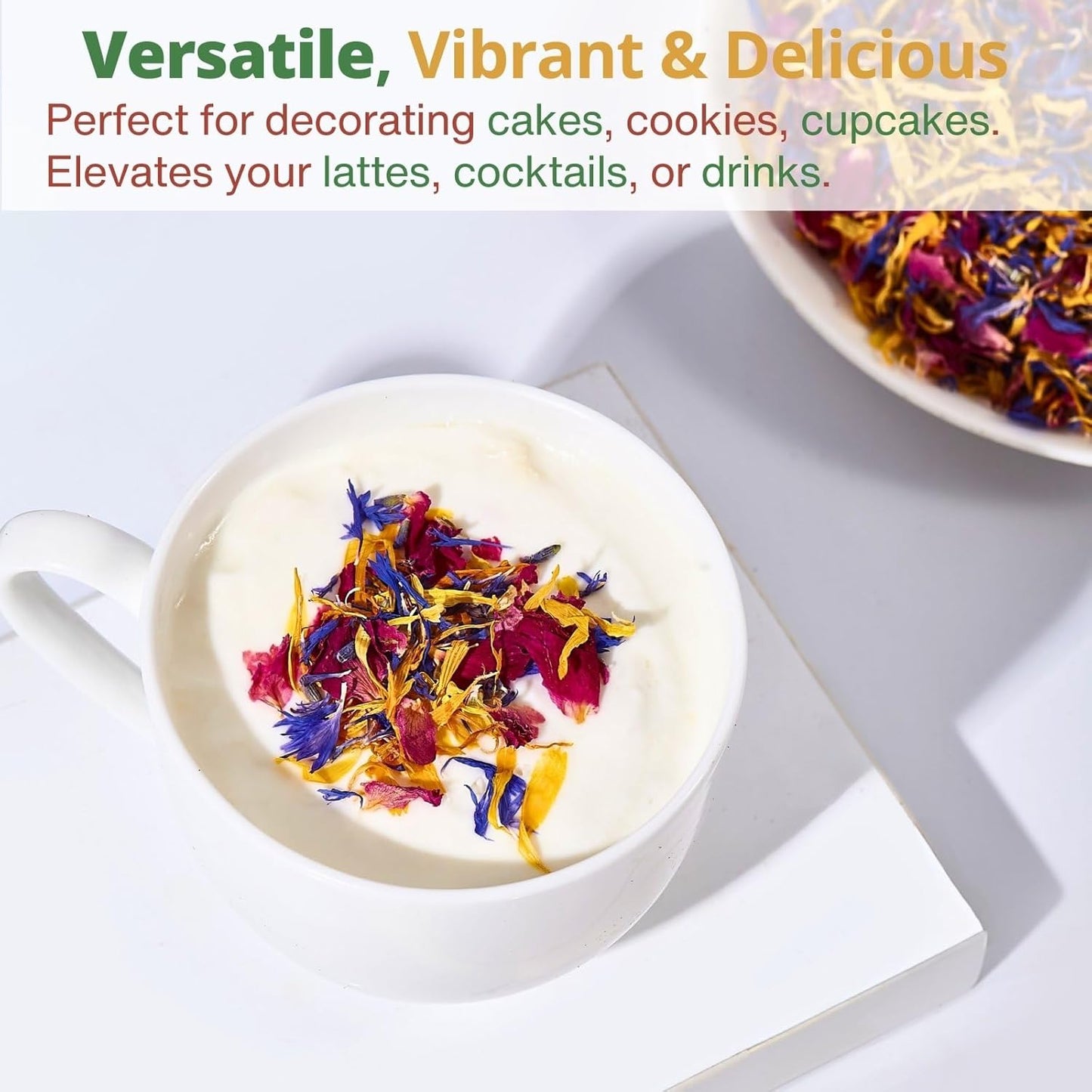 Edible Flower Sprinkles for Cake Decorating– 1oz Dried Edible Flowers Mix Rose, Cornflower, Calendula, Lavender– Edible Cake Decorations, Cupcake Sprinkles Flower for Drinks, Cocktails & Desserts