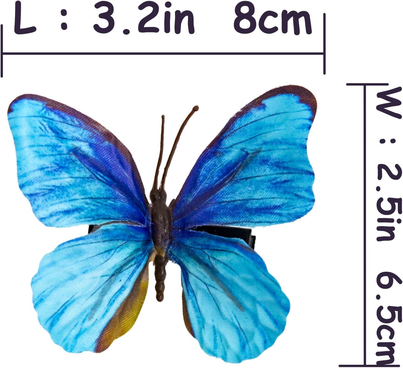 YCHTEWY-Decorative Butterfly Clips, 3D Artificial Silk Butterflies, Multicolor, 12-Pack, Home and Floral Decor (B Wire)