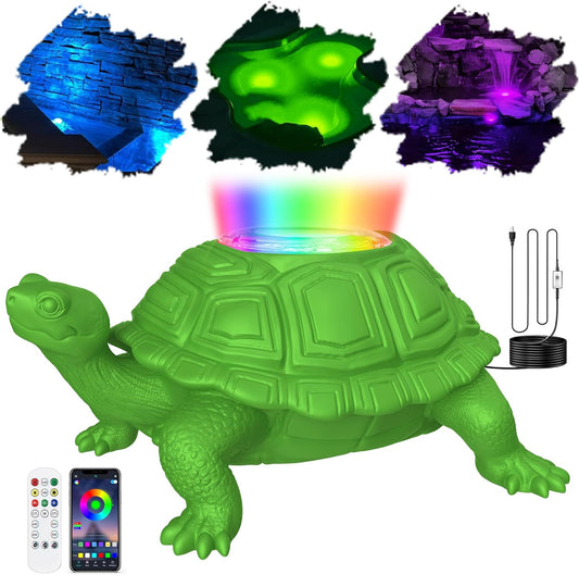 Pond Light LED Underwater with 12V Transformer, 6W Turtle Pond Lights with APP, IP68 Waterproof Fountain Lights with 32FT Cables for Ponds Fountain Waterfall Yard Water Feature, 1 SpotLights