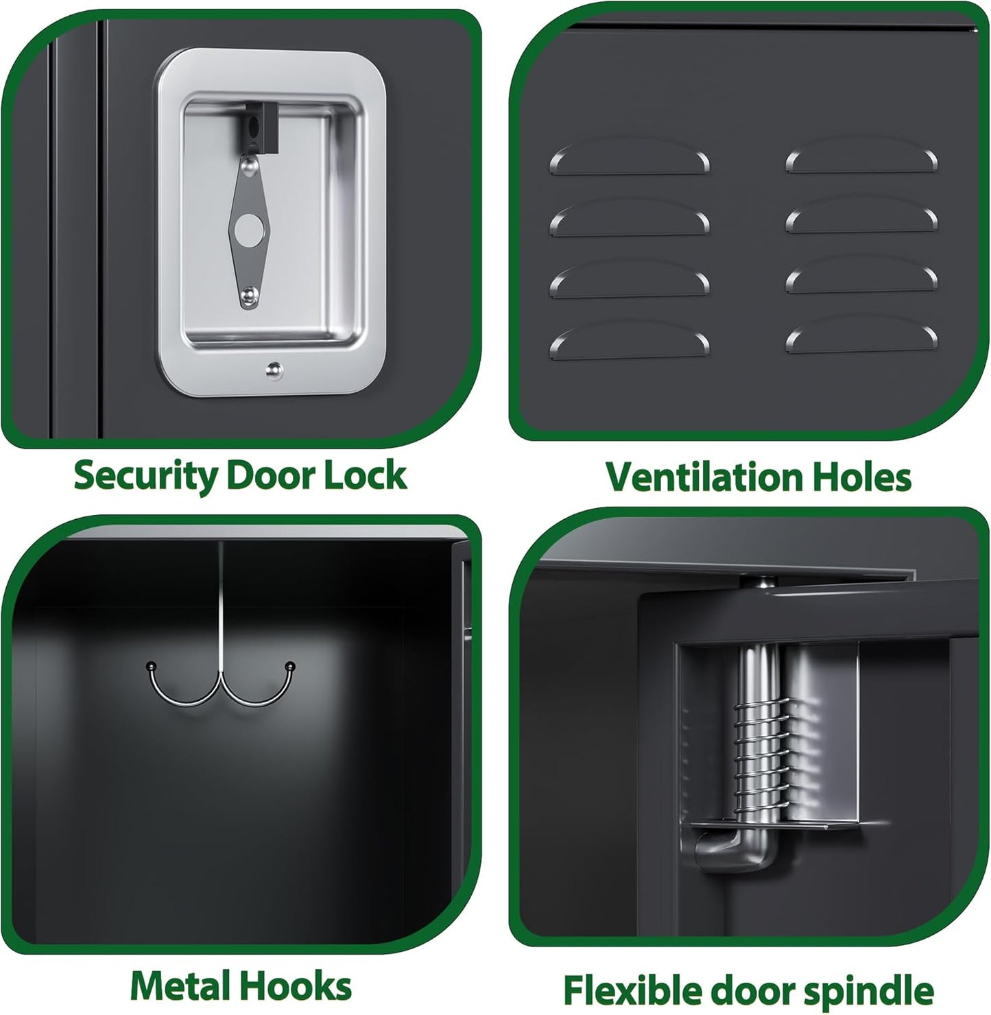 Metal Storage Locker with 3 Big Doors & 3 Small Doors, Lockers for Employees with Hooks for School Garage Office Gym Bedroom,Assembly Required,Dark Grey