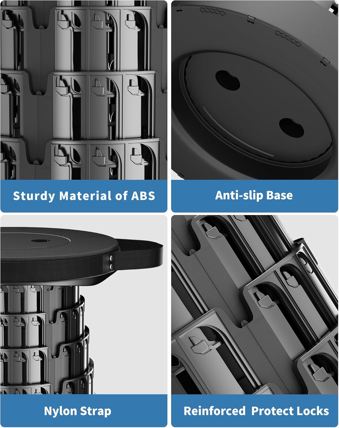 2PCS Upgraded Collapsible Stool with Removable Cushion & Waterproof Carry Bag - Portable Folding Stool for Adults, Camping, Fishing, Hiking - Lightweight Yet Sturdy Max 400lbs