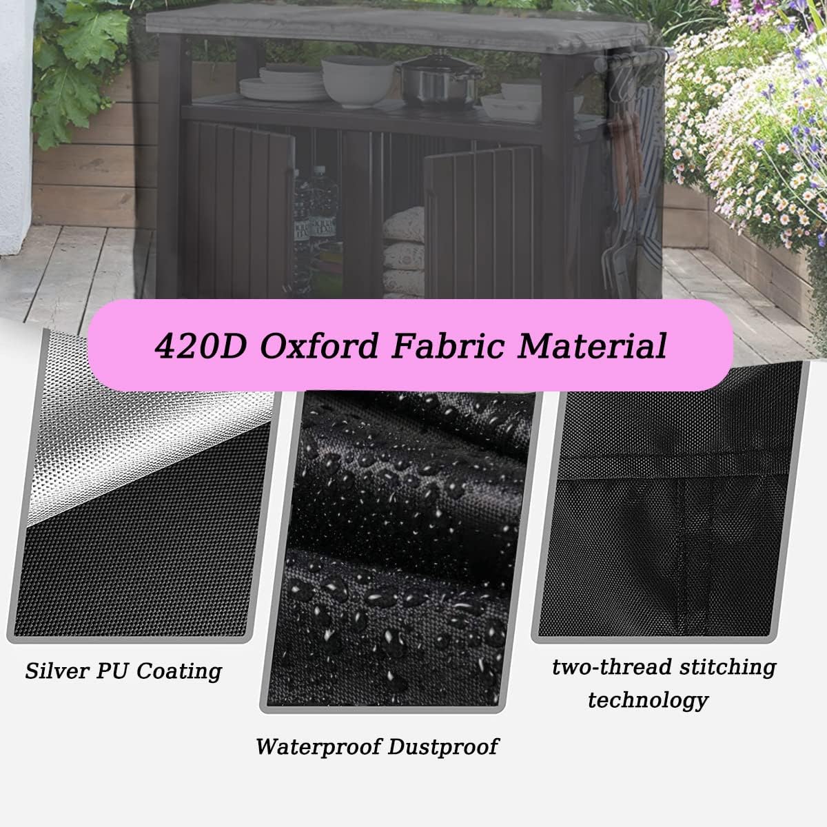 Outdoor 52 in Prep Table Cover for Keter Unity XL Portable Table Rolling Cabinet Bar, Waterproof Dining Cart Cover Heavy Duty Tool Chest Covers, Patio Storage Box Covering Food Prep Station