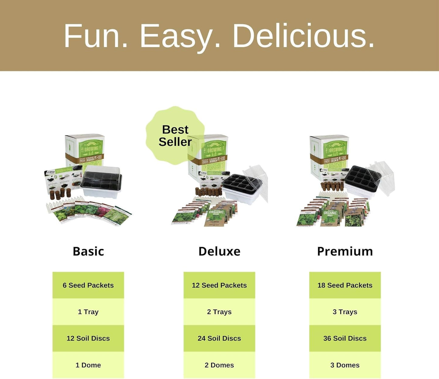 Culinary Indoor Herb Garden Starter Kit | Basic Herb Seeds | 6 Non-GMO Varieties | Grow Cooking Herbs & Spices | Seeds: Basil, Dill, Parsley, Chives, Mustard, Oregano