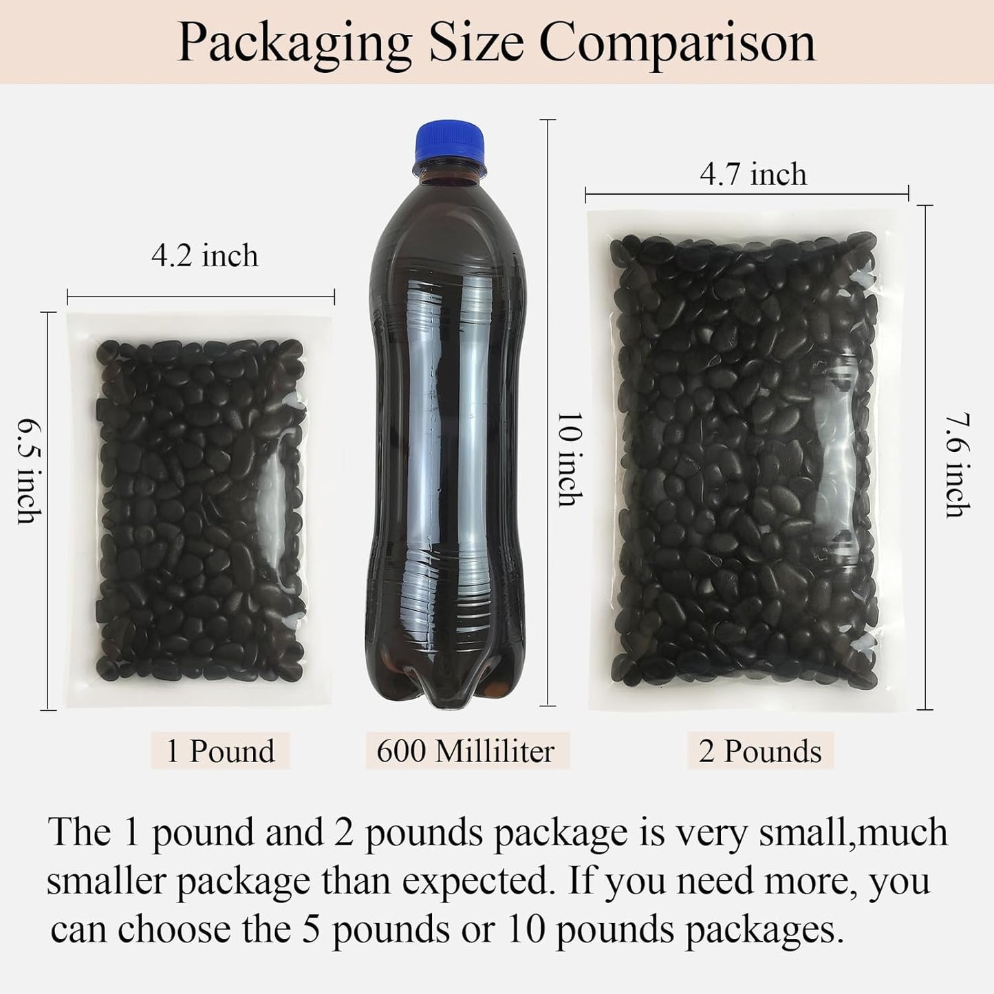 Black Pebbles for Indoor Plants, 3/8 inch Small Bag Stones, Decorative River Rocks for Succulent Potted Plant, Vase and Outdoor Landscaping Garden(16 oz)