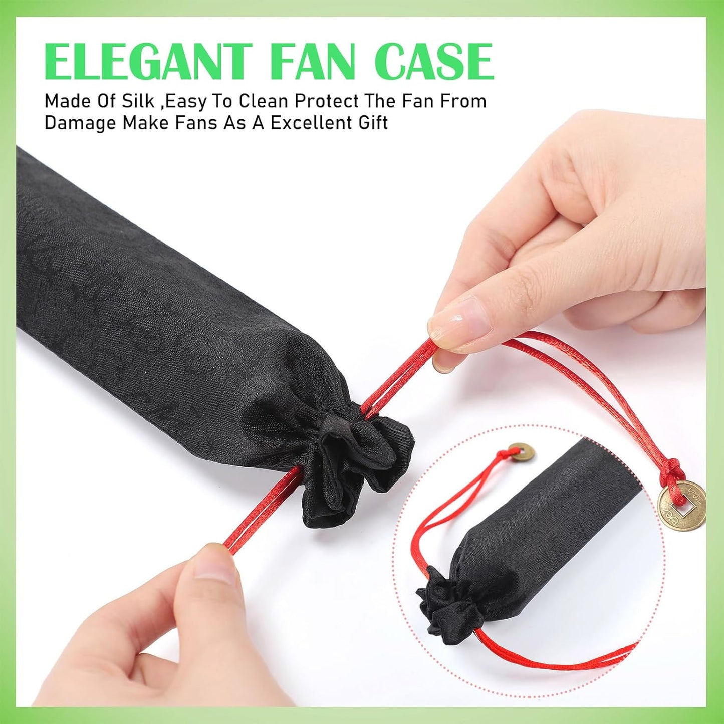 Maitys 4 Packs Large Clap Fans for Line Dancing Large Chinese Folding Hand Fans for Men and Women, Festival, Tai Ji, Kungfu, Martial Art, Gifts (Green)