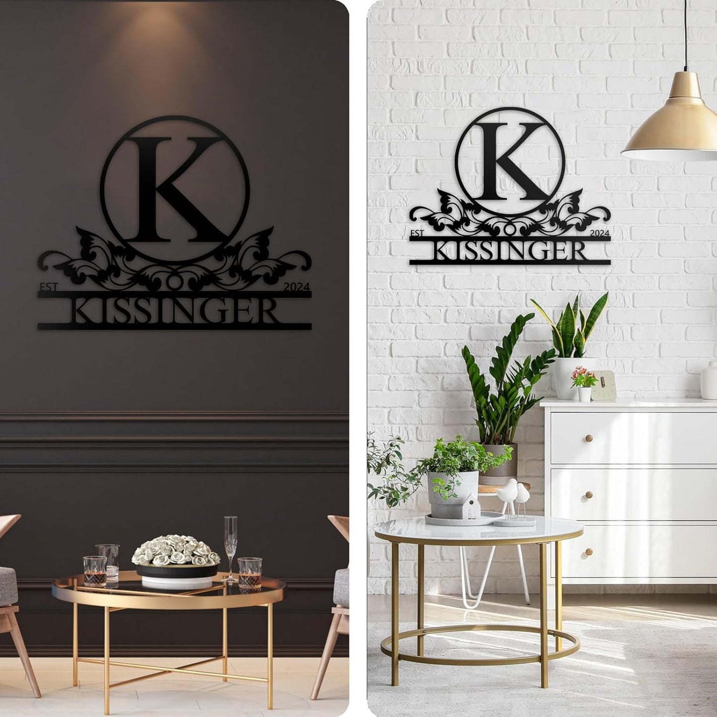 Personalized Metal Signs | Metal Name Sign | Split Letter Monogram | Home Decor Sign | Metal Wall Art | Last Name Sign | Outdoor Decor Sign | Personalized Wedding Gift | Housewarming Gift