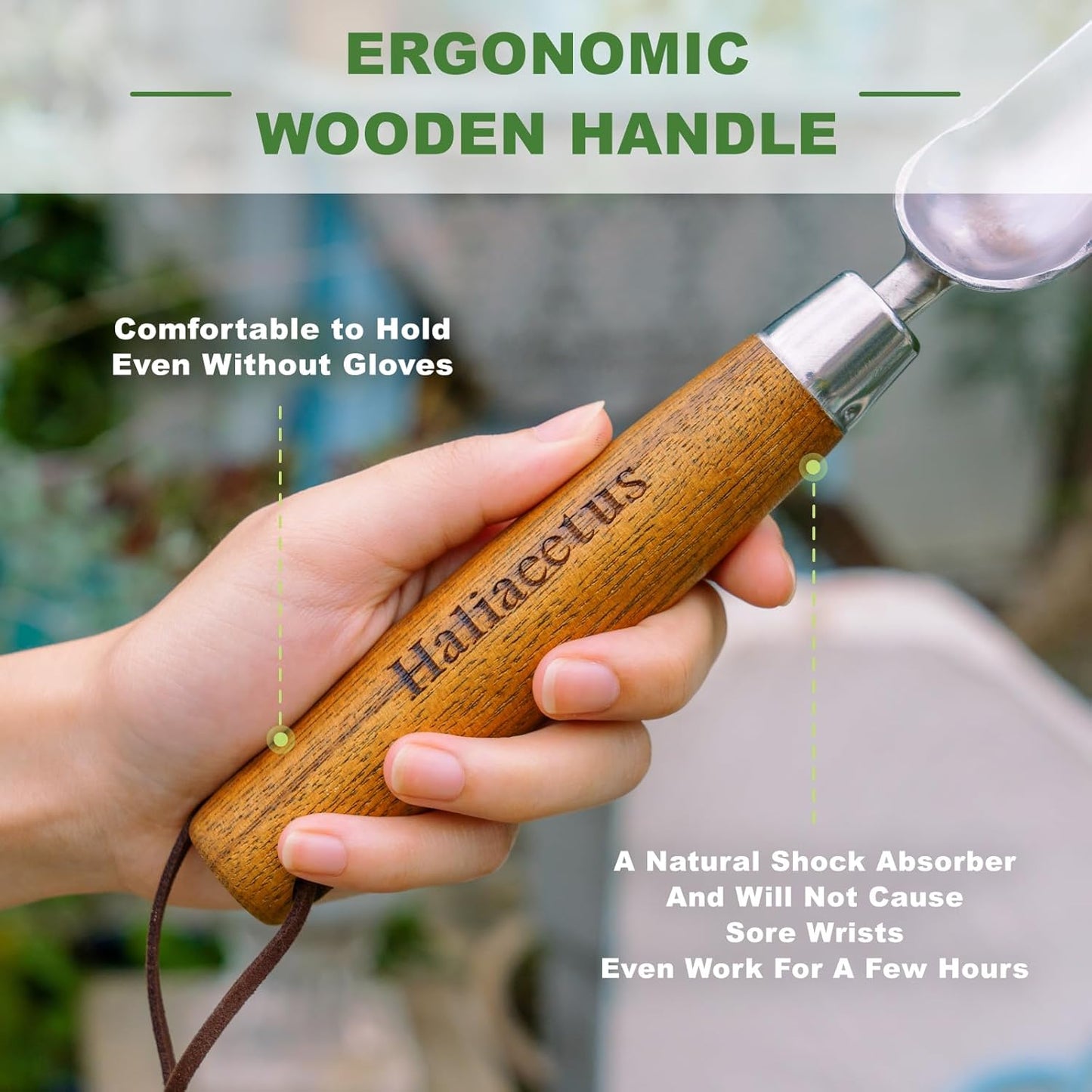 Haliaeetus Seeding Widger, Stainless Steel Garden Planting Trowel for Repotting, Long and Narrow Widger for Weeding from Tight Areas, Hand Transplanter with Wood Handle for Planting, Weeding, Digging