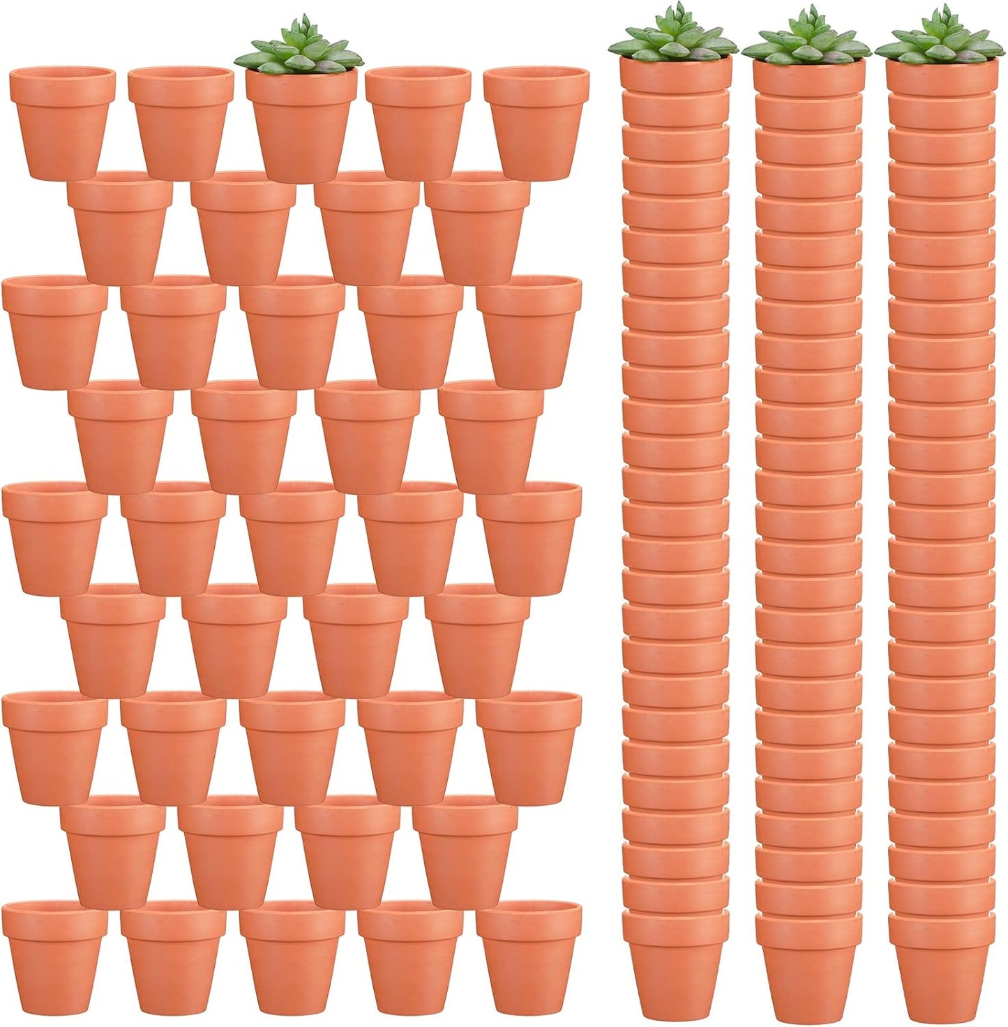 Hoolerry 120 Pcs 3 Inch Terracotta Pots Mini Clay Flower Pots with Drainage Hole, Succulent Planters for Indoor Outdoor Plants DIY Crafts Home Garden