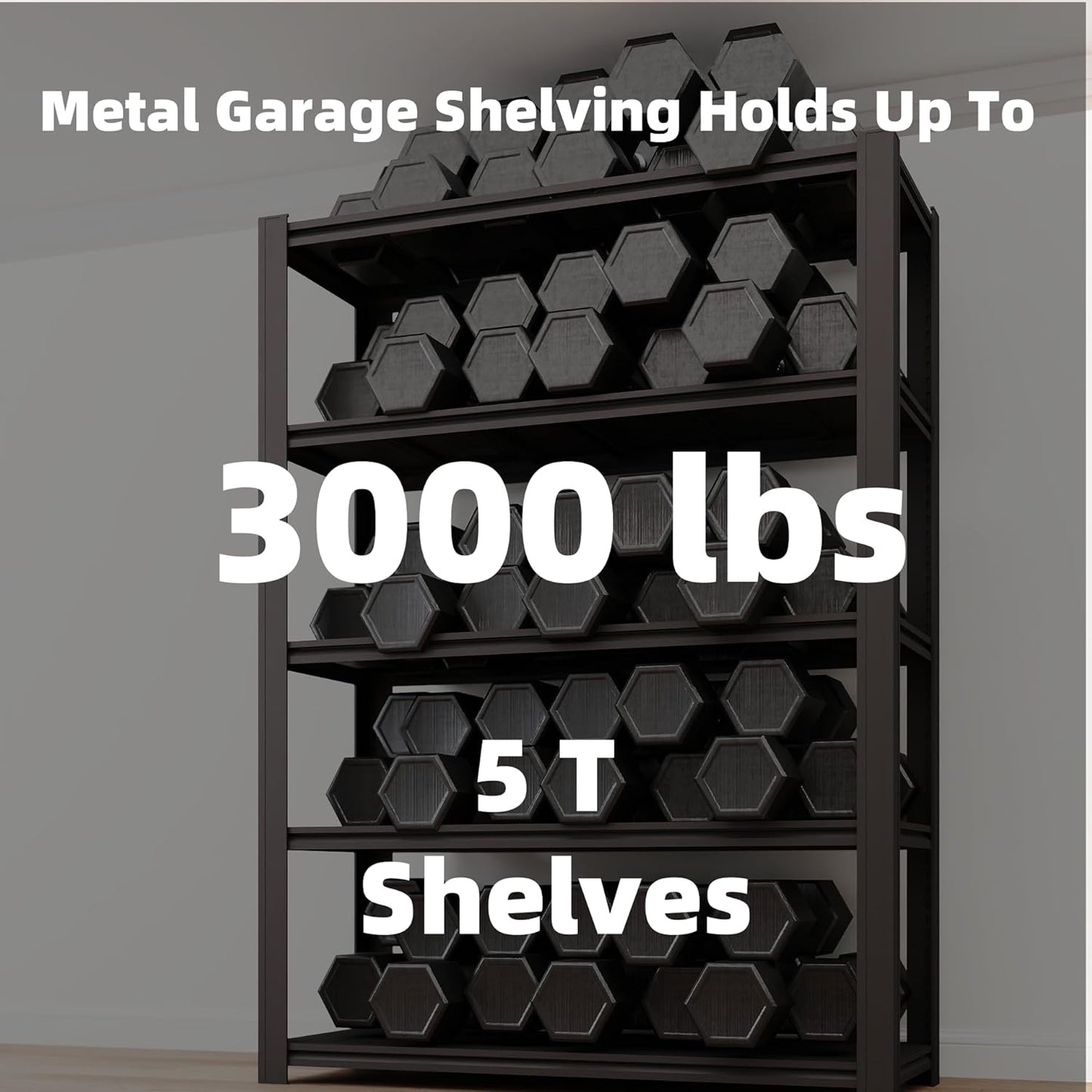 5-Tier 35" W x 15.8" D x 72" H Garage Shelving 3000LBS Storage Shelves Heavy Duty Metal Shelf Unit Adjustable Basement Industrial Storage Racks