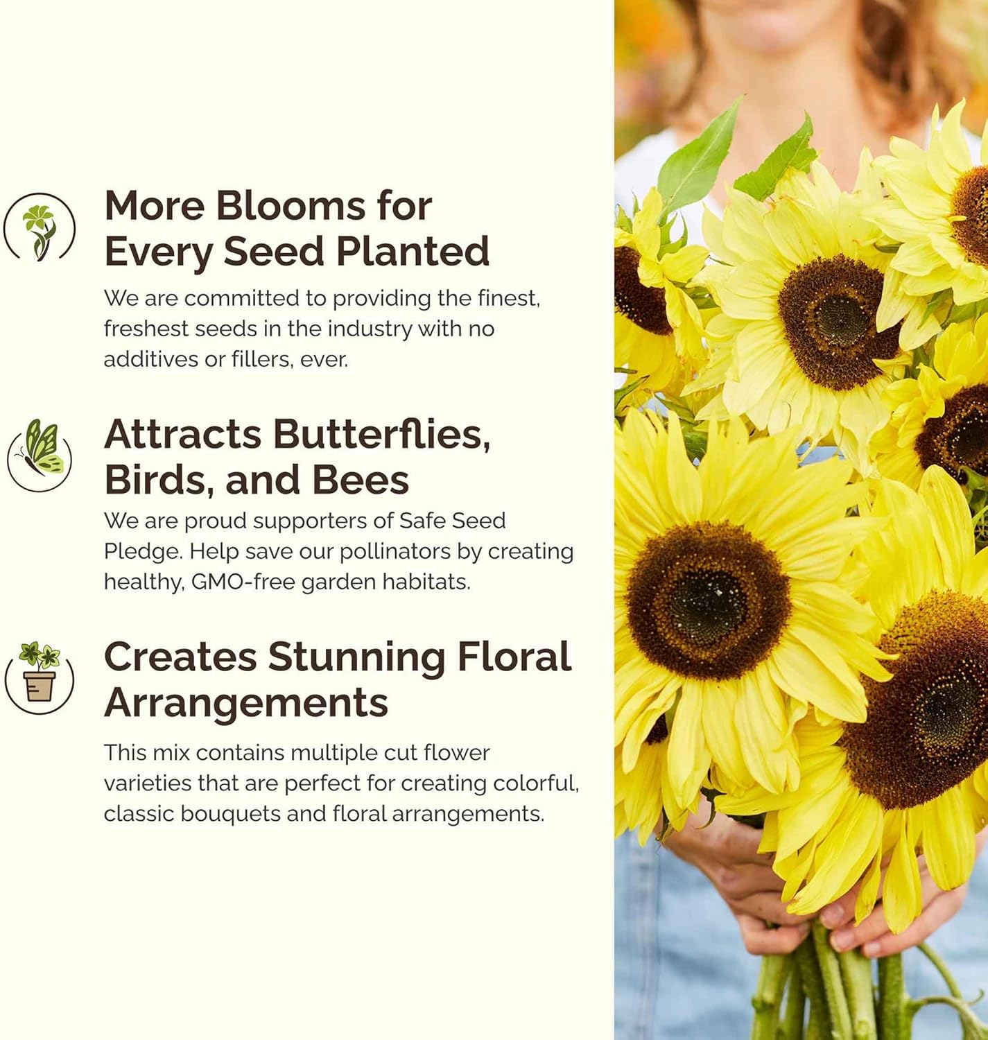 Eden Brothers Ole Yeller Wildflower Mixed Seeds for Planting, 1/4 lb, 120,000+ Seeds with African Marigold, Sunflower | Attracts Pollinators, Plant in Spring or Fall, Zones 3, 4, 5, 6, 7, 8, 9, 10