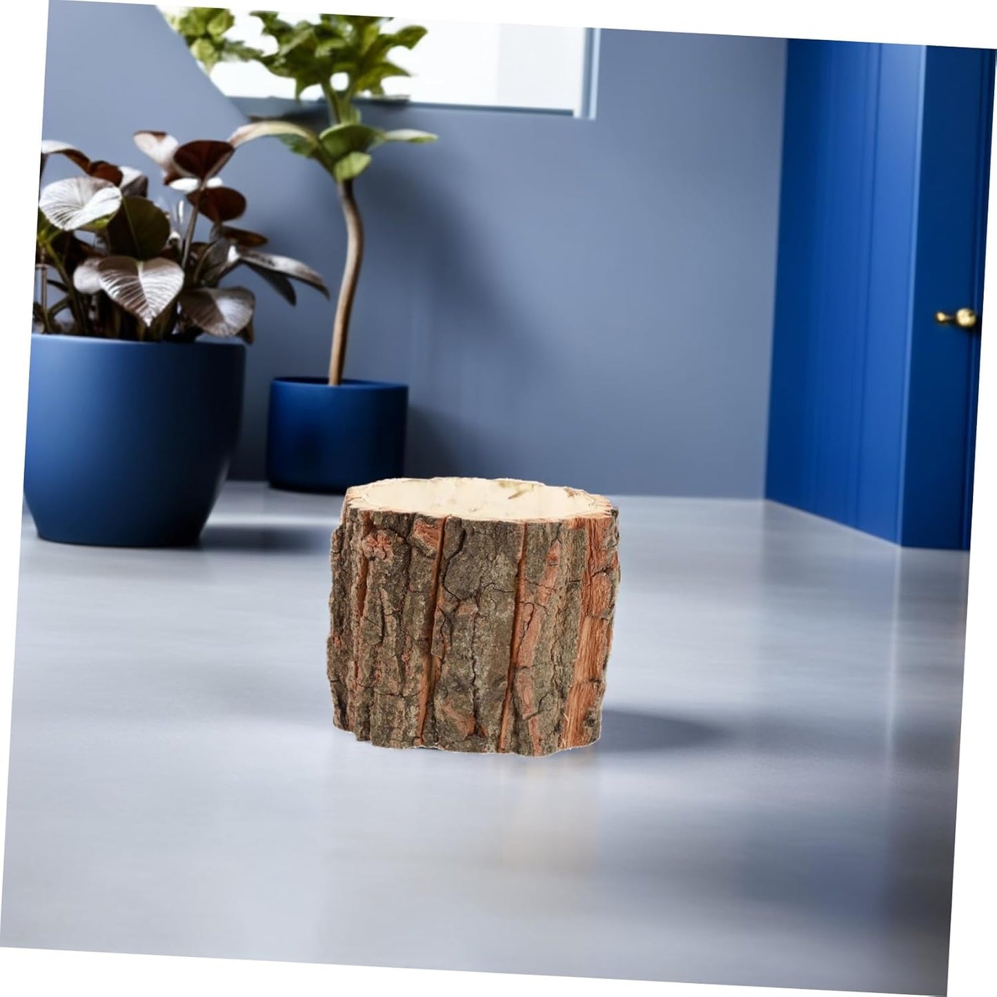 Housoutil Wooden Bark Flower Pots, 6PCS Rustic Farmhouse Planters, Log Plant Containers for Succulents, Cacti, Home and Garden Decor, Weddings, and Holidays