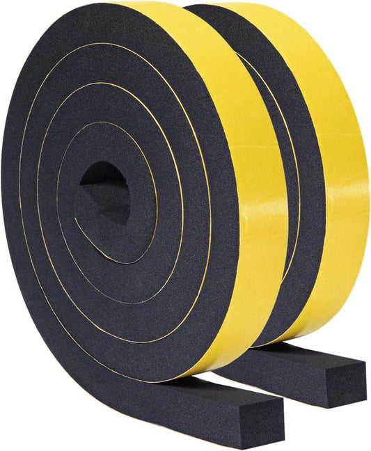 TORRAMI Foam Seal Tape 1 inch W x 3/4 inch T x 6.5 Ft Length,High Density Foam Weather Strip Neoprene Stripping with Adhesive (Total 13 Ft Length, 2 Rolls of 6.5 Ft Each)