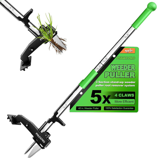 Stand Up Weeder Puller, 4-Claws Gardening Weeding Tools - Phlexpro 2025 New Upgraded Back-Saver 39.3" Long Handle Weed Puller Dandelion Remove Tool for Garden/Lawn/Patio/Farm Use