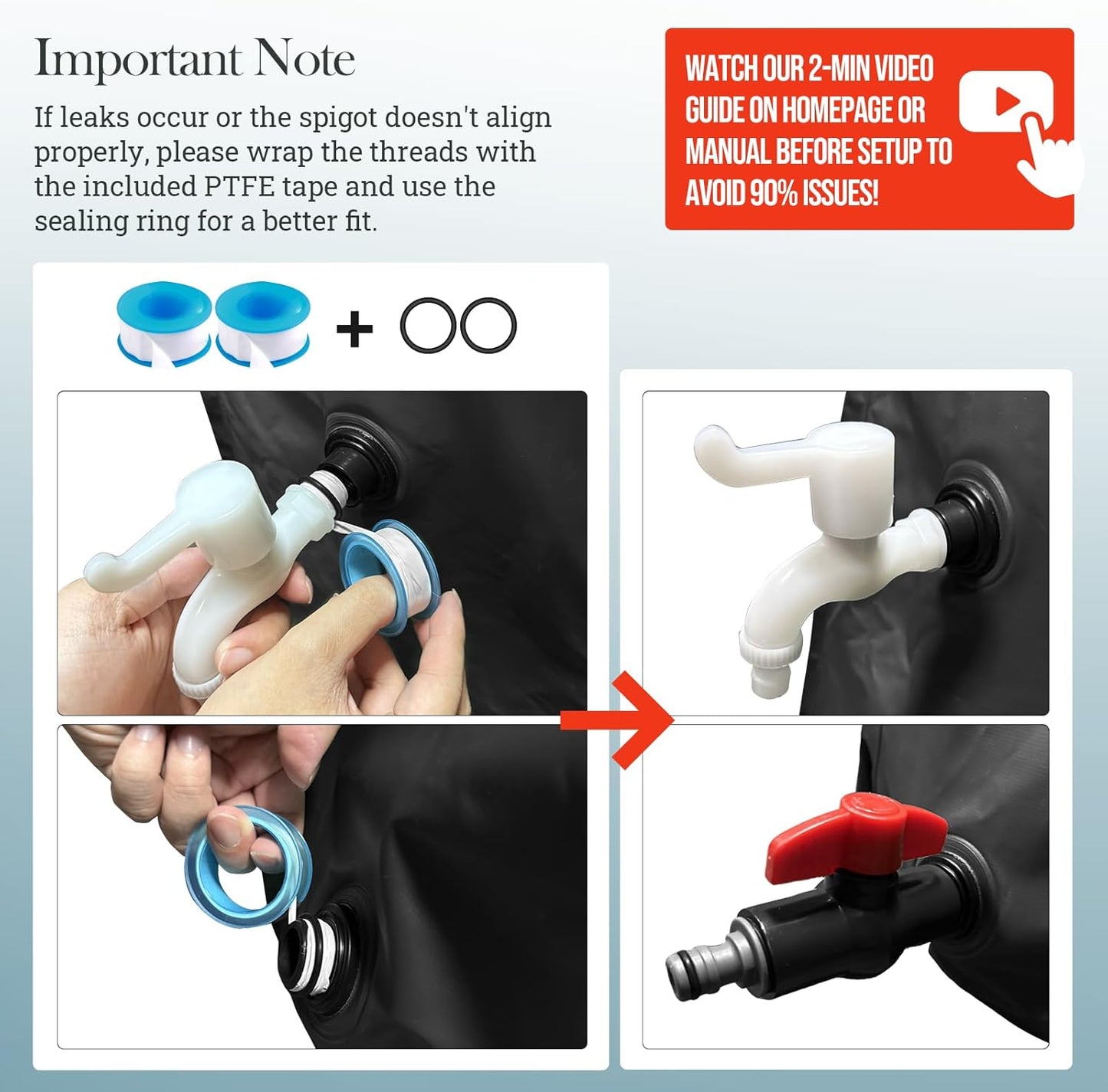 100 Gallon Collapsible Rain Barrel, SKM Portable Rain Water Collection Barrel for Garden/Outside/Lawn, PVC Rainwater Collection System Water Tank Storage Container with Spigots & Overflow Kit, Black