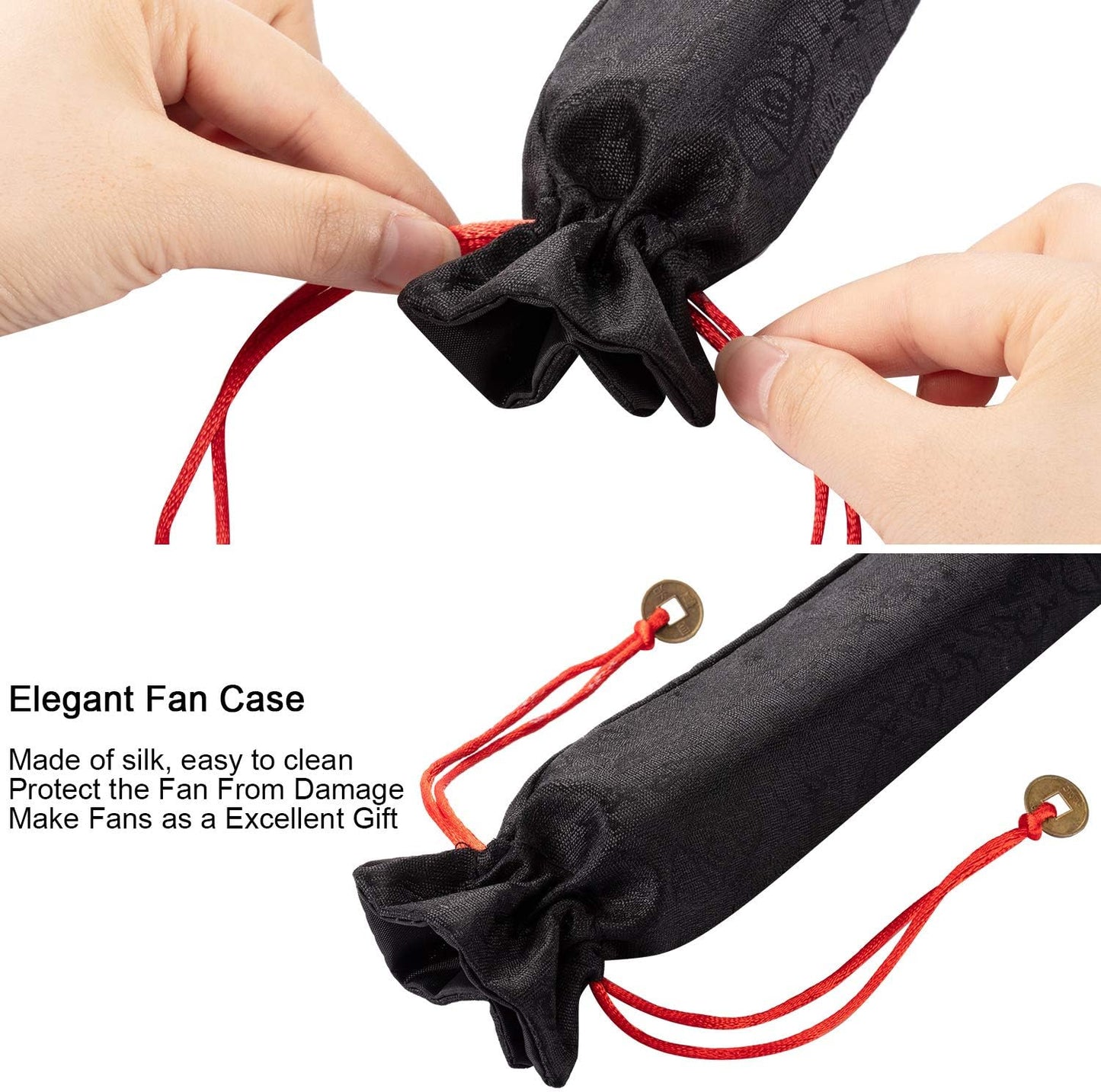 Maitys 2 Packs Large Clap Fans for Line Dancing Large Chinese Folding Hand Fans for Men and Women, Festival, Tai Ji, Kungfu, Martial Art, Gifts (Red)