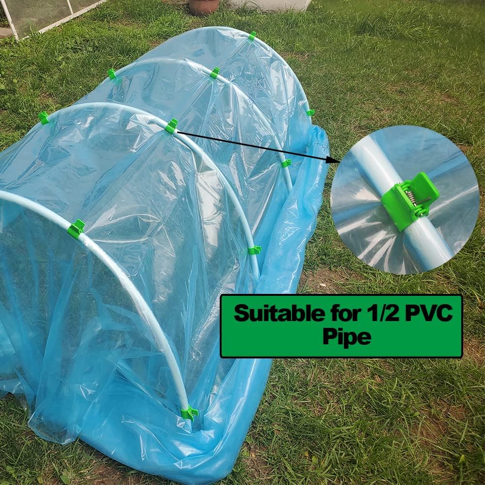 Greenhouse Clamps for 1/2 Inch PVC Pipe, Greenhouse Hoops,Support Frame, Grow Tunnel,Plant Support Garden Stakes.For Fixing Plant Cover, Garden Plastic Sheeting, Film Row Cover, Net.