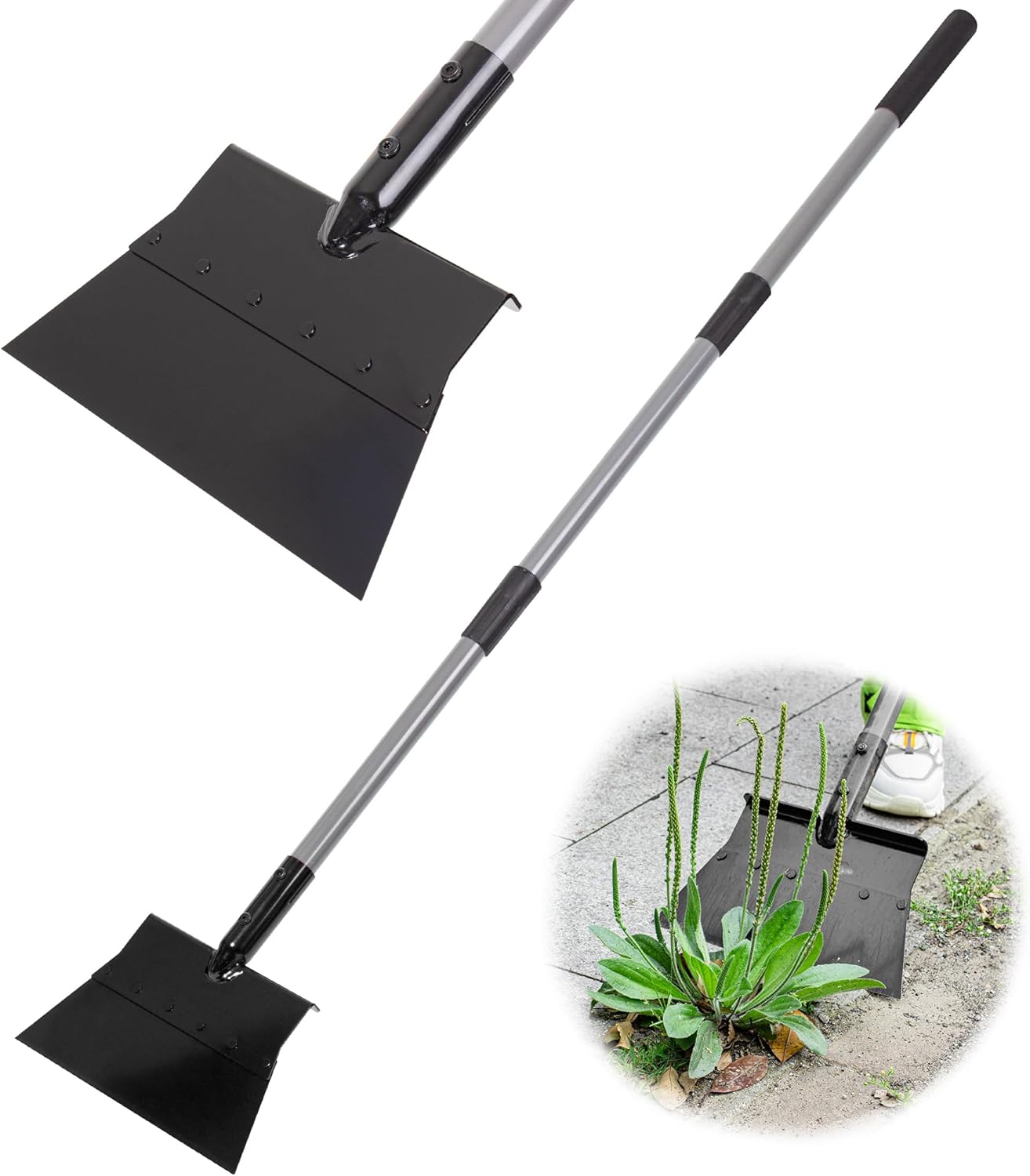 Suchtale Manual Edger Lawn Tool, Multifunctional Garden Cleaning Shovel - Heavy Duty Steel Flat with 54" Adjustable Handle, Gardening Scraper, Outdoor Spade Tool for Weeding, Digging, Ice Removal