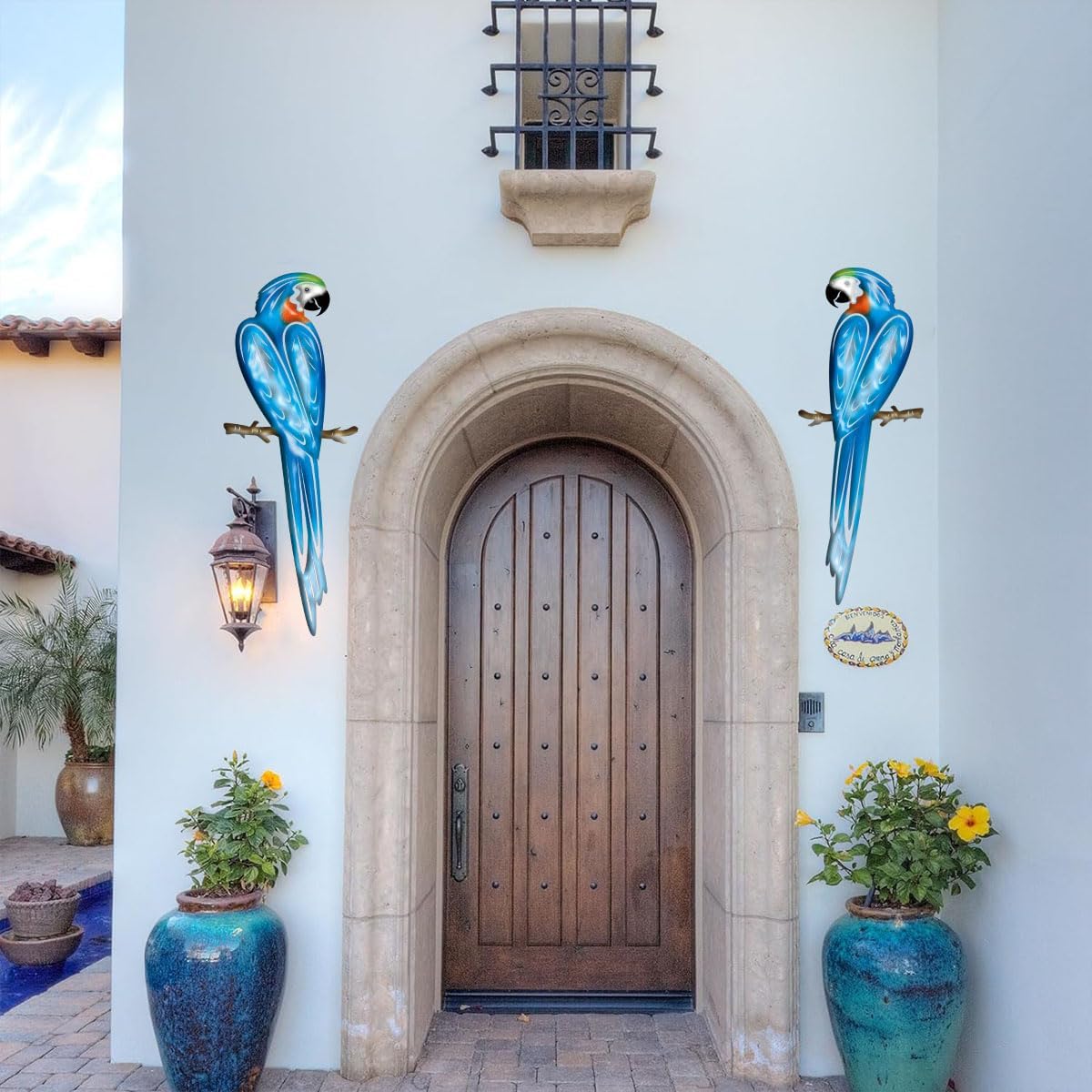 EiGreen Metal Bird Wall Art Decor 3D Outdoor Parrot Sculpture, Hanging Decor Suitable for Gardens, Fence, Patio, Living Room, Bedroom, Yard