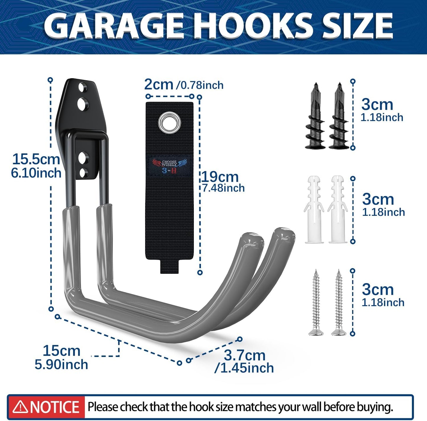 3-H Large Garden Hose Holder Wall Mount 4 Pack,Solid Steel Hose Hanger,Water Hose Holders for Outside,Perfect for Hanging Outdoor Air Hose,Ropes,Pipes,Garden Tools,Ladders,Bikes,Bulk Items(Gray)