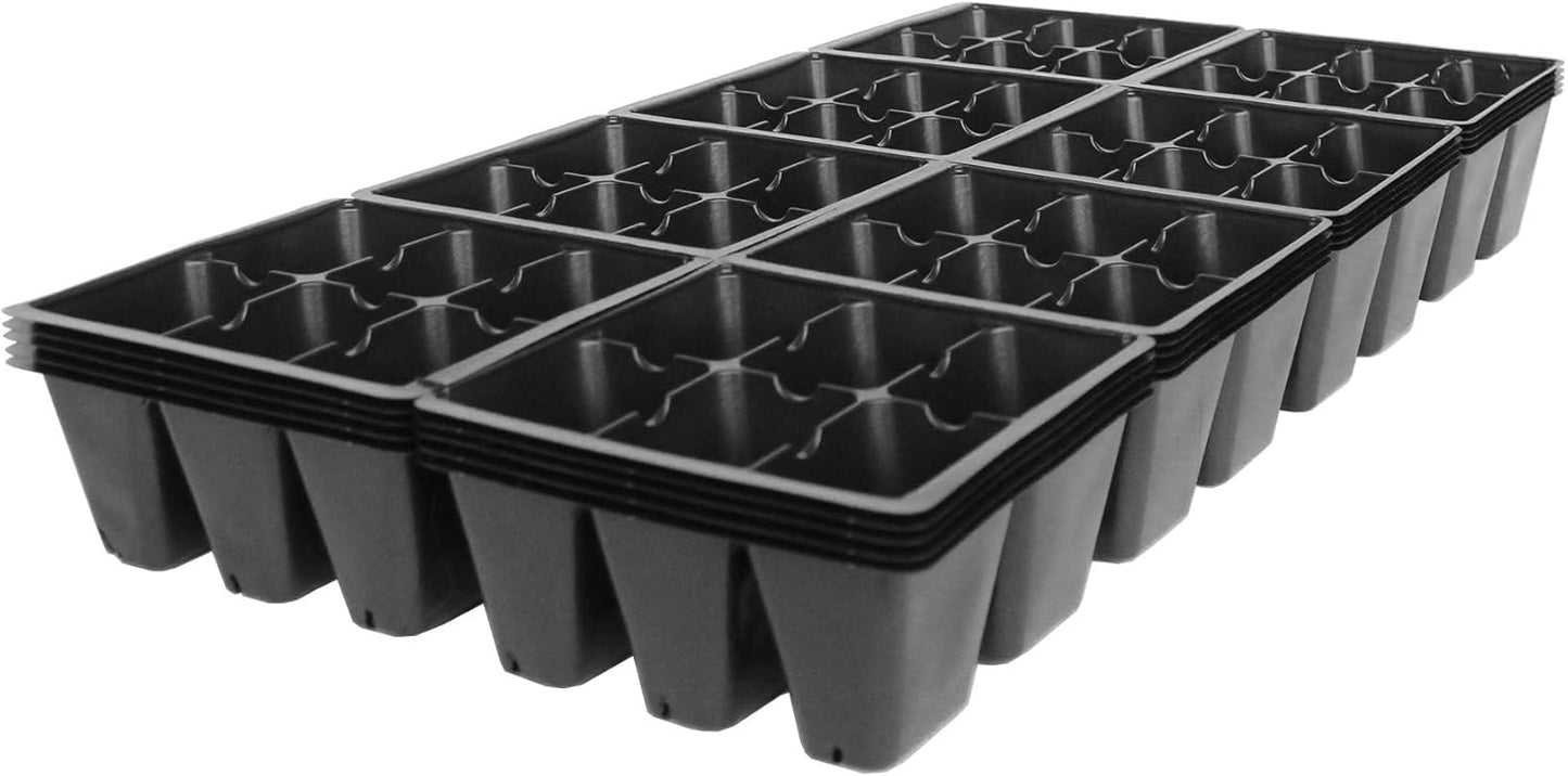Handy Pantry Black Plastic Garden Tray Inserts - 5 Sheet of 48 Planting Pot Cells Each - 2x3 Nested x8 Configuration - Perforated - Nursery, Greenhouse, Gardening