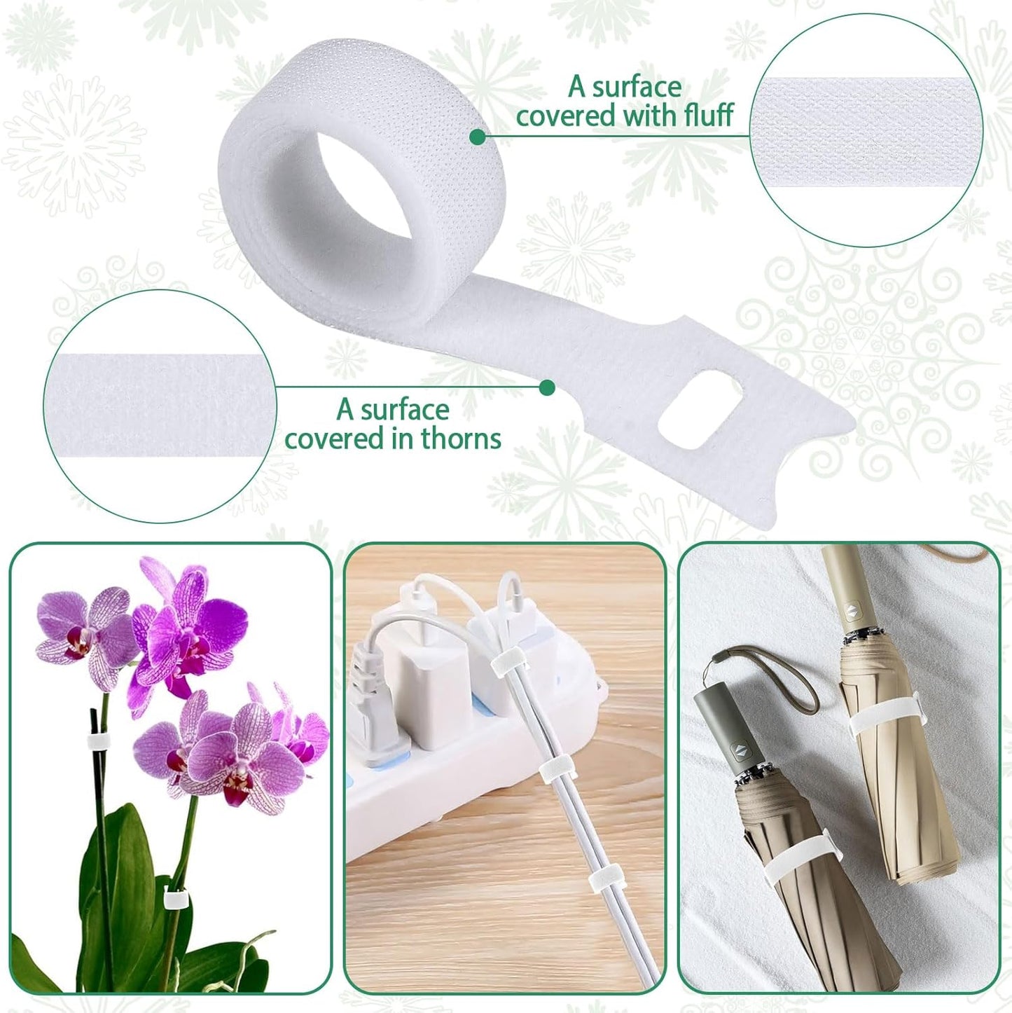 100 Pcs Christmas Garland Ties 12Inch Adjustable Holiday Garland Twist Ties for Holiday Christmas Halloween Tree Wreath Party Yard Wall Doorway Reusable Nylon Garden Cable Straps Decoration(White)