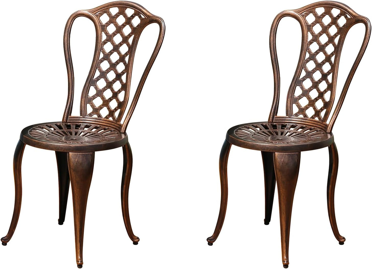 Outdoor Dining Chair Cast Aluminum Patio Chairs Set of 2 All-Weather Patio Dining Chair with Adjustable Feet for Backyard Garden (Concierge Chair)