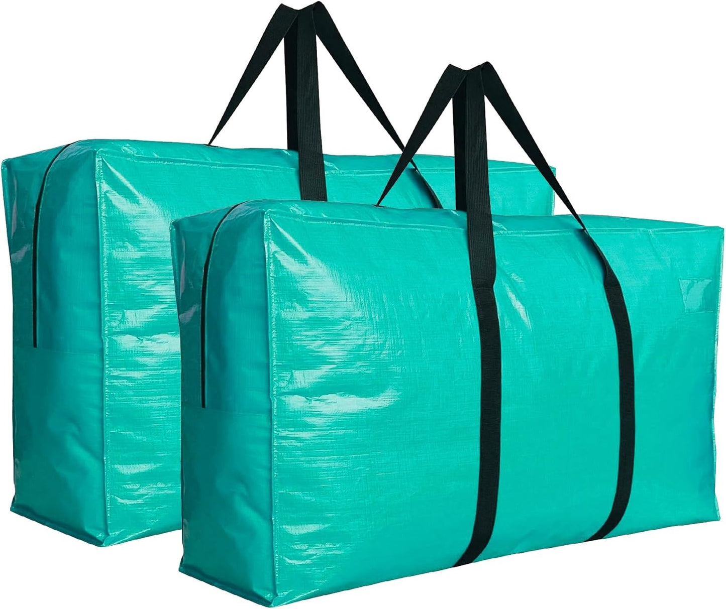 Extra Large Storage Bags, Jumbo Moving Tent Storage Bags, Waterproof Foldable Big Turquoise XL Duffle Bag for Travel, 38x23x11inch - 2PACK